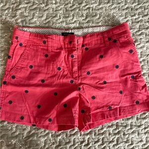 British Khaki Coral Embroidered Cotton Shorts